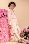 Shop Littleens Pink Velvet, Cotton Embroidery Farrokh Open Front Achkan And Kurta Set Online at Aza Fashions Shop_Littleens_Pink Velvet, Cotton Embroidery Farrokh Open Front Achkan And Kurta Set _Online_at_Aza_Fashions