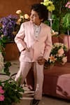 Buy_LITTLEENS_Pink Vegan Silk And German Satin Embroidery Sadira Blazer & Pant Set  _at_Aza_Fashions