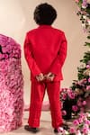 Shop_LITTLEENS_Red Vegan Silk And Cotton Dobby Idum Blazer & Pant Set  _at_Aza_Fashions