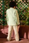 Shop_Littleens_Green Velour, Cotton Afna Blazer And Pant Set _at_Aza_Fashions