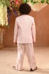 Shop_Littleens_Pink Velour, Cotton Embroidery Paz Jodhpuri And Pant Set _at_Aza_Fashions