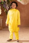 Buy_LITTLEENS_Yellow German Satin And Vegan Silk Hvar Draped Kurta & Pant Set  _at_Aza_Fashions