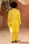 Shop_LITTLEENS_Yellow German Satin And Vegan Silk Hvar Draped Kurta & Pant Set  _at_Aza_Fashions