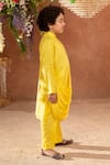 LITTLEENS_Yellow German Satin And Vegan Silk Hvar Draped Kurta & Pant Set  _Online_at_Aza_Fashions