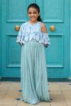 Buy_Littleens_Red Crepe, Cotton Embroidery Shirin Jumpsuit _at_Aza_Fashions