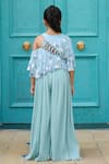 Shop_Littleens_Red Crepe, Cotton Embroidery Shirin Jumpsuit _at_Aza_Fashions