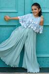 Buy_Littleens_Red Crepe, Cotton Embroidery Shirin Jumpsuit _Online_at_Aza_Fashions
