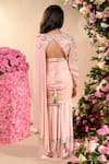 Shop_LITTLEENS_Pink Vortex Hand Embroidered Thread Golnaz Sharara Saree Set _at_Aza_Fashions