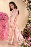 LITTLEENS_Pink Vortex Hand Embroidered Thread Golnaz Sharara Saree Set _Online_at_Aza_Fashions