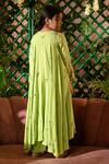 Shop_Littleens_Green Viviana Embroidered Angarkha And Pant Set For Girls_at_Aza_Fashions