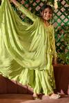 Shop_Littleens_Green Viviana Embroidered Angarkha And Pant Set For Girls_Online_at_Aza_Fashions