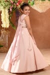 Buy_Littleens_Pink Velvet, Silk Embroidery, Beads Ziva Lehenga And Blouse Set _Online_at_Aza_Fashions