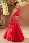 Buy_Littleens_Red Silk Sequins, Beads Ruxchin Embellished Lehenga And Blouse Set _Online_at_Aza_Fashions