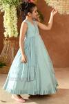 Buy_Littleens_Blue Silk Sequins, Beads, Cut Work Meher Embroidered Gown _Online_at_Aza_Fashions