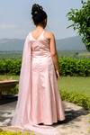 Shop_LITTLEENS_Pink German Satin Organza Embroidered Bead Work Delilah Mermaid Gown  _at_Aza_Fashions
