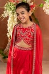Buy_Littleens_Husnara Embroidered Cape Skirt Set For Girls_Online_at_Aza_Fashions