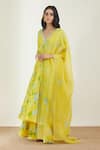 Buy_Label Earthen_Yellow Cotton Mul Printed Anarkali And Palazzo Set_Online_at_Aza_Fashions