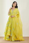 Shop_Label Earthen_Yellow Cotton Mul Printed Anarkali And Palazzo Set_Online_at_Aza_Fashions