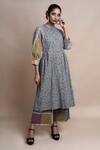 Buy_Barahmasi_Grey Handloom Cotton Flower Print Kurta Set_at_Aza_Fashions