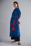 Buy_Taika by Poonam Bhagat_Blue Tunic  Blended Silk Printed Collared Neck Embroidered And Pant Set _Online_at_Aza_Fashions