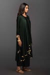 PRAHNAAYA_Green Satin Silk Embroidery Round Kurta And Pant Set _Online_at_Aza_Fashions