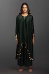 Shop_PRAHNAAYA_Green Satin Silk Embroidery Round Kurta And Pant Set _Online_at_Aza_Fashions
