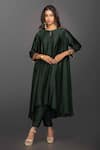 Buy_Prahnaaya_Green Satin Silk Embroidered Kurta And Pant Set_at_Aza_Fashions