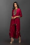 Buy_PRAHNAAYA_Pink Satin Silk Embroidery Round Kurta And Dhoti Skirt Set_at_Aza_Fashions