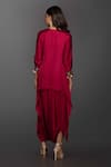 Shop_PRAHNAAYA_Pink Satin Silk Embroidery Round Kurta And Dhoti Skirt Set_at_Aza_Fashions