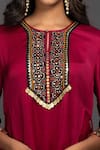 Shop_PRAHNAAYA_Pink Satin Silk Embroidery Round Kurta And Dhoti Skirt Set_Online_at_Aza_Fashions