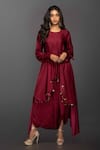 Buy_PRAHNAAYA_Pink Satin Silk Embroidery Round Kurta And Dhoti Skirt Set _Online_at_Aza_Fashions