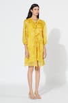 Meadow_Yellow Dress Silk Organza Inner Cotton Voile Round Tie Up _Online_at_Aza_Fashions