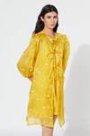 Meadow_Yellow Dress Silk Organza Inner Cotton Voile Round Tie Up _at_Aza_Fashions
