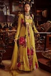 Buy_Kalista_Yellow Net, Viscose Georgette Bead Work, Nadira Print Anarkali With Dupatta _at_Aza_Fashions
