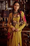 Buy_Kalista_Yellow Net, Viscose Georgette Bead Work, Nadira Print Anarkali With Dupatta _Online_at_Aza_Fashions