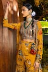 Shop_Kalista_Yellow Cape And Gharara Chinnon Printed Floral Motifs Blouse V Saira & Set _Online_at_Aza_Fashions