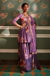 Buy_Kalista_Purple Dupatta Net, Kurta And Gharara Viscose Georgette Kiara Print Peplum Set _at_Aza_Fashions