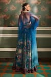 Kalista_Blue Blouse And Lehenga Skirt Viscose Silk Hand Mehreen Overlay Palazzo Set_Online_at_Aza_Fashions