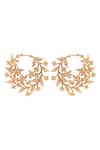 Shop_Opalina Soulful Jewellery_Gold Plated Embroidery Handcrafted Floral Carved Hoops _Online_at_Aza_Fashions