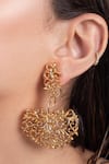 Opalina Soulful Jewellery_Gold Plated Cut Work Handcrafted Filigree Danglers _at_Aza_Fashions