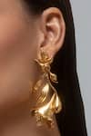 Shop_Opalina Soulful Jewellery_Gold Plated Handcrafted Floral Long Statement Earrings _Online_at_Aza_Fashions