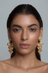 Buy_Opalina Soulful Jewellery_Gold Plated Handcrafted Floral Long Statement Earrings _Online_at_Aza_Fashions