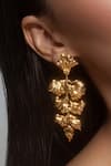 Shop_Opalina Soulful Jewellery_Gold Plated Handcrafted Floral Long Statement Earrings _Online_at_Aza_Fashions