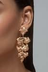 Opalina Soulful Jewellery_Gold Plated Handcrafted Floral Long Statement Earrings _at_Aza_Fashions