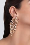 Opalina Soulful Jewellery_Gold Plated Handcrafted Bird Long Statement Earrings _at_Aza_Fashions