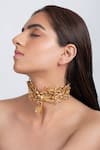 Buy_Opalina Soulful Jewellery_Gold Plated Handcrafted Dove Carved Choker _Online_at_Aza_Fashions