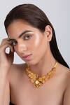 Buy_Opalina Soulful Jewellery_Gold Plated Handcrafted Leaf Carved Collar Necklace _Online_at_Aza_Fashions