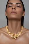 Shop_Opalina Soulful Jewellery_Gold Plated Handcrafted Leaf Carved Collar Necklace _Online_at_Aza_Fashions