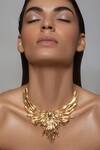 Buy_Opalina Soulful Jewellery_Gold Plated Handcrafted Bird Carved Collar Necklace _Online_at_Aza_Fashions