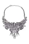 Opalina Soulful Jewellery_Silver Plated Handcrafted Bird Carved Collar Necklace _Online_at_Aza_Fashions